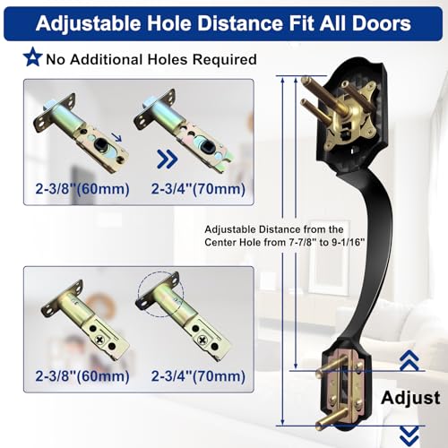 Camtek Matte Black Front Door Handle and Deadbolt Set, Single Cylinder Front Door Lock Set with Reversible Handle, Exterior Door Handle with Deadbolt Lock and Keyed - Image 3