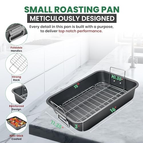 CULINARIN Large Lasagna Pan 15” x 11” - Nonstick Casserole Dish for Easy Cleanup - Convenient Deep Lasagna Baking Dish With Foldable Handles - Large Baking Pan Casserole Dish Is Perfect for Any Meal - Image 3