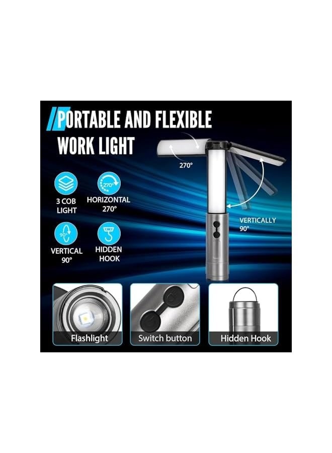 Green Tiger Foldable Camping Light,3000mAh Rechargeable Telescopic Lantern, Waterproof Tent Light, Rotatable Outdoor Lamp with Detachable Lampshade, Portable Flashlight Use for Travel,Fishing,Working - Image 3