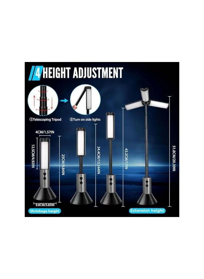 Green Tiger Foldable Camping Light,3000mAh Rechargeable Telescopic Lantern, Waterproof Tent Light, Rotatable Outdoor Lamp with Detachable Lampshade, Portable Flashlight Use for Travel,Fishing,Working - Image 2