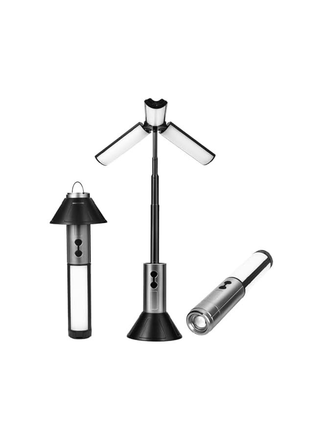 Green Tiger Foldable Camping Light,3000mAh Rechargeable Telescopic Lantern, Waterproof Tent Light, Rotatable Outdoor Lamp with Detachable Lampshade, Portable Flashlight Use for Travel,Fishing,Working - Image 1