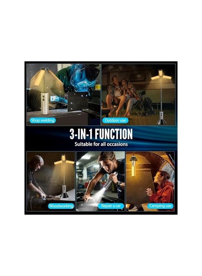 Green Tiger Foldable Camping Light,3000mAh Rechargeable Telescopic Lantern, Waterproof Tent Light, Rotatable Outdoor Lamp with Detachable Lampshade, Portable Flashlight Use for Travel,Fishing,Working - Image 4