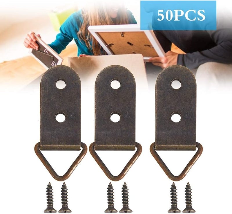 50 Sets E Color Picture Hangers Kit With Screws D Ring Hooks For Frames Clock Paintings - Image 5