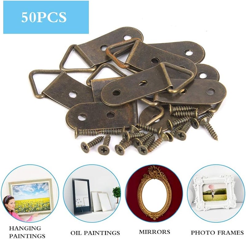 50 Sets E Color Picture Hangers Kit With Screws D Ring Hooks For Frames Clock Paintings - Image 3