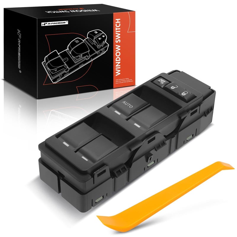 A-Premium 7+6 Pins Master Power Window Switch - Compatible with Chrysler 200 300 Sebring, Dodge Avenger Caliber Charger Dakota Magnum, Jeep Compass Patriot - Front Left With 1 Auto, Replace# 4602780AA - Image 1