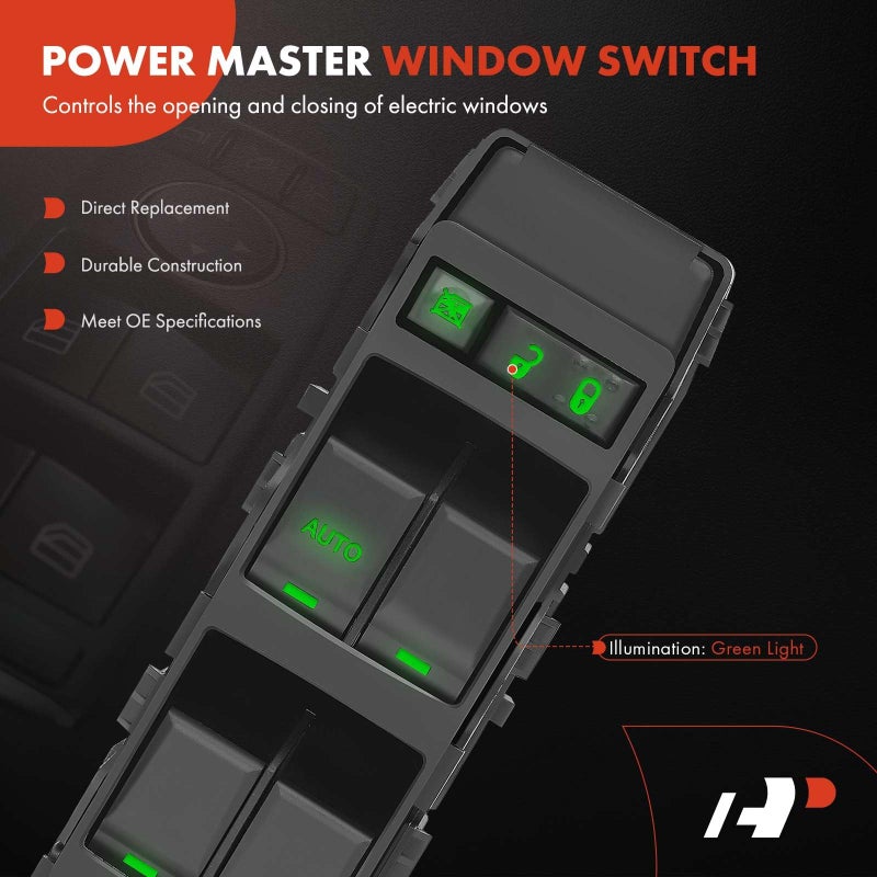 A-Premium 7+6 Pins Master Power Window Switch - Compatible with Chrysler 200 300 Sebring, Dodge Avenger Caliber Charger Dakota Magnum, Jeep Compass Patriot - Front Left With 1 Auto, Replace# 4602780AA - Image 3