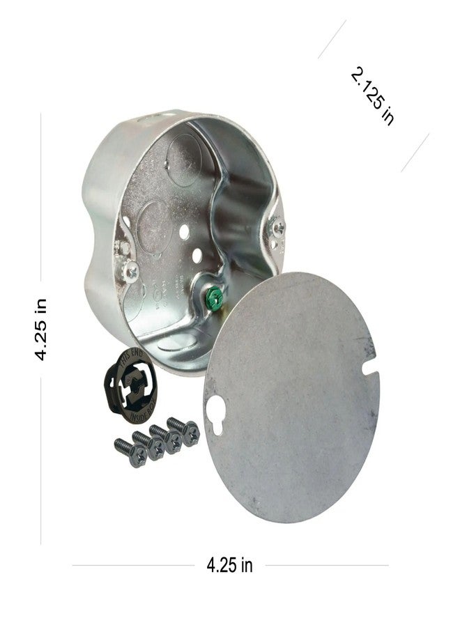 RACO Hubbell Raco 4 in. Round Ceiling Rated Box, 2-1/8 in. Deep, Five 1/2 in. KO's, Gray (299) - Image 5