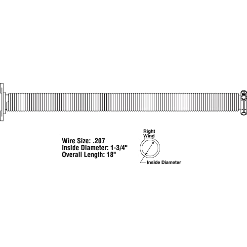 Prime-Line GD 12224 Steel Right-Hand Garage Door Torsion Spring, 0.207 In. x 1.75 In. x 18 In., Black with Silver Painted End (Single Pack) - Image 2
