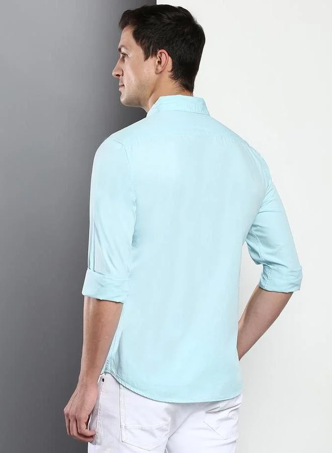 دينيس لينغو قميص رجالي سادة من القطن النقي بقصة سليم فيت كاجوال