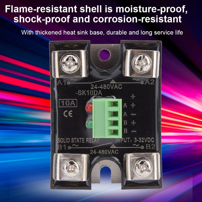 BERM Solid State Relay Dual Channel DC Control Dual Channel AC Single Phase SSR 24-480VAC(10A(BERM-SK10DA) ) - Image 4