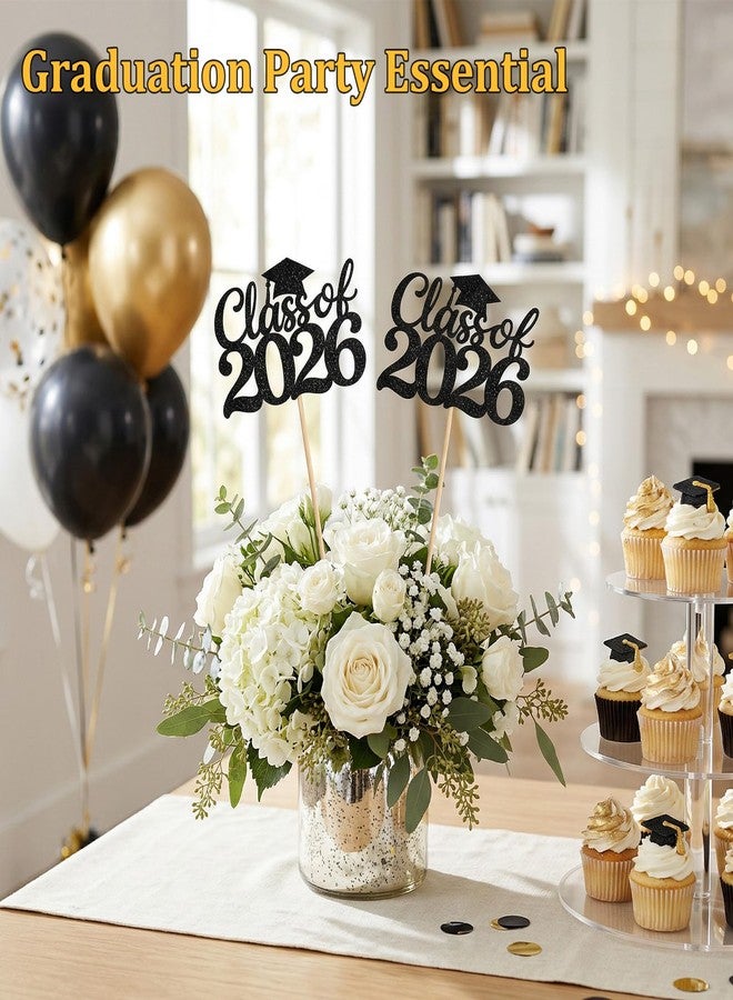 ZEARPT Class of 2026 Graduation Cake Toppers & Table Centerpieces for Dessert Table, Grad Party Supplies for High School College Celebration, Photo Props Graduation Party Decor, 12PCS - Image 2