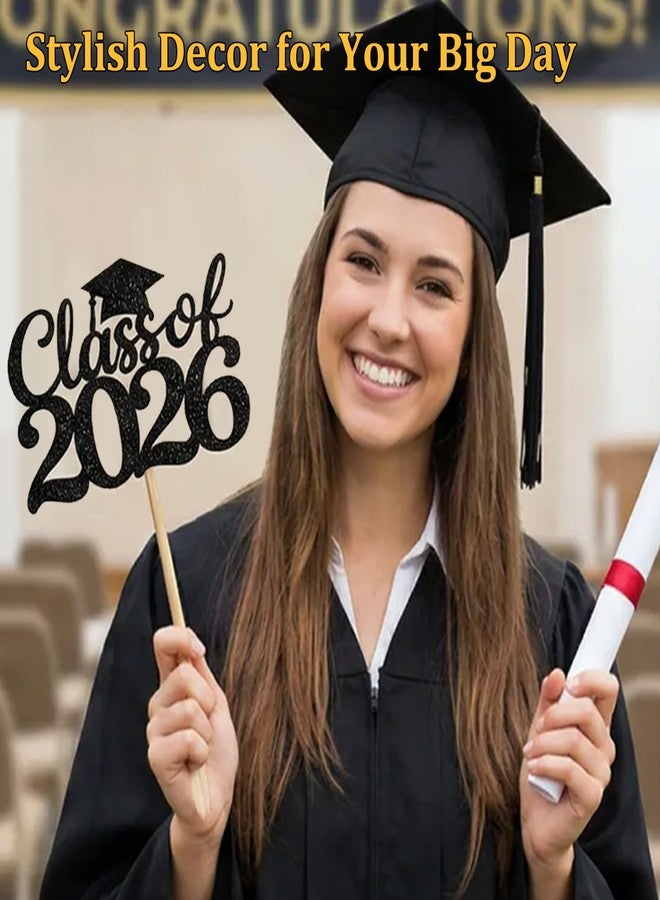 ZEARPT Class of 2026 Graduation Cake Toppers & Table Centerpieces for Dessert Table, Grad Party Supplies for High School College Celebration, Photo Props Graduation Party Decor, 12PCS - Image 4