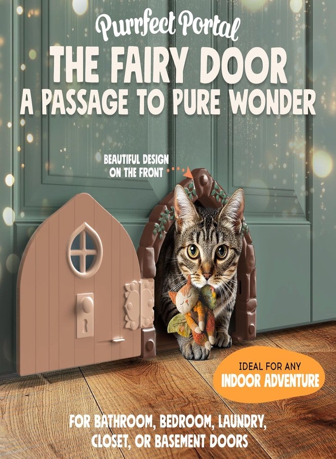 Purrfect Portal باب داخلي للحيوانات الأليفة من فيري® - باب كبير للقطط يصل وزنها إلى 20 رطلاً، باب داخلي متين ومتعدد الاستخدامات للقطط ذات النواة الصلبة أو المجوفة، فتحة أنيقة للقطط، مريح، سهل التركيب، مع قفل محكم - Image 2