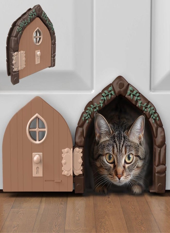 Purrfect Portal باب داخلي للحيوانات الأليفة من فيري® - باب كبير للقطط يصل وزنها إلى 20 رطلاً، باب داخلي متين ومتعدد الاستخدامات للقطط ذات النواة الصلبة أو المجوفة، فتحة أنيقة للقطط، مريح، سهل التركيب، مع قفل محكم - Image 1