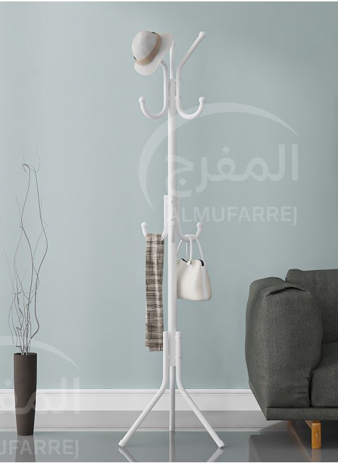 رف ملابس معدني متعدد الوظائف، أبيض، 172x43 سم