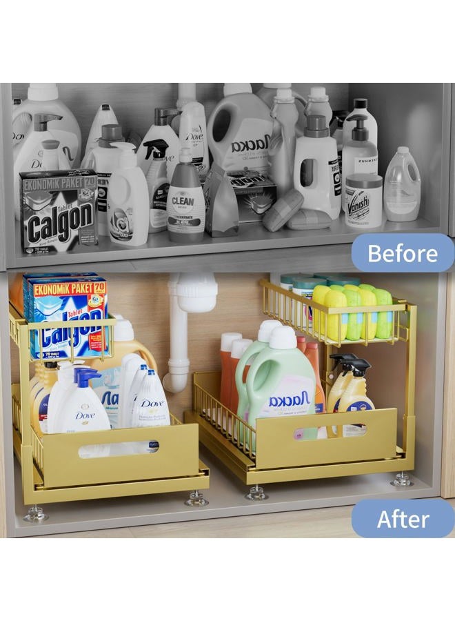 Saydear Under Sink Organizer Storage 2-Tier Premium Metal Pull-Out Racks, Height Adjustable, Easy Installation | Kitchen & Bathroom Organizers Pack of 1 - Image 2