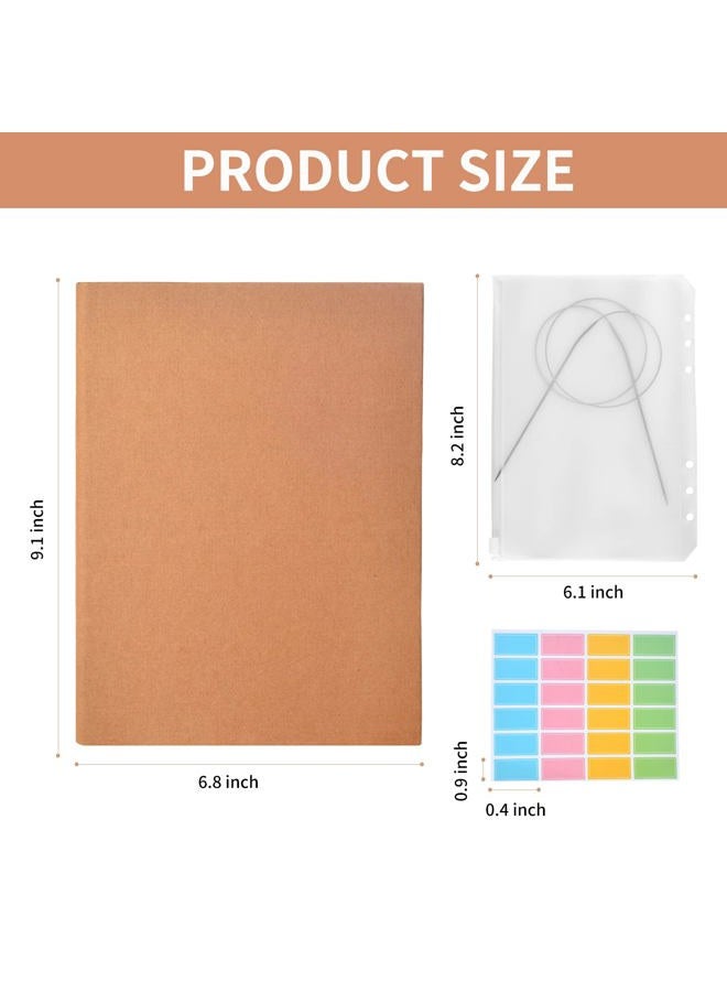 WANGDEFA Knitting Needles Holder Case Set Circular Needle Case Circular Knitting Needle Storage 1 Pcs Kraft Cover 20 Pcs Binder Pockets and 48 Pcs Label Paper for Collecting Sorting - Image 2
