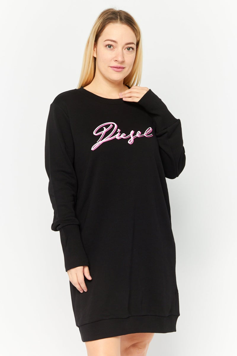 DIESEL Women Brand Logo Shirt Dress, Black - Image 1