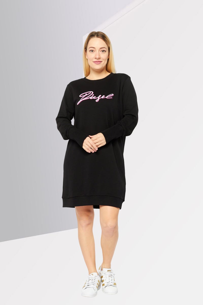 DIESEL Women Brand Logo Shirt Dress, Black - Image 2