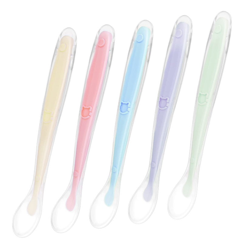 Vicloon Baby Silicone Spoons  5 Pcs Baby Training Feeding Spoons For First Stage 4 Months Toddlers Infants  Baby Utensils Feeding Supplies  Soft Tip Bpa Free Gum-Friendly Dishwasher Boil-Proof - Image 1