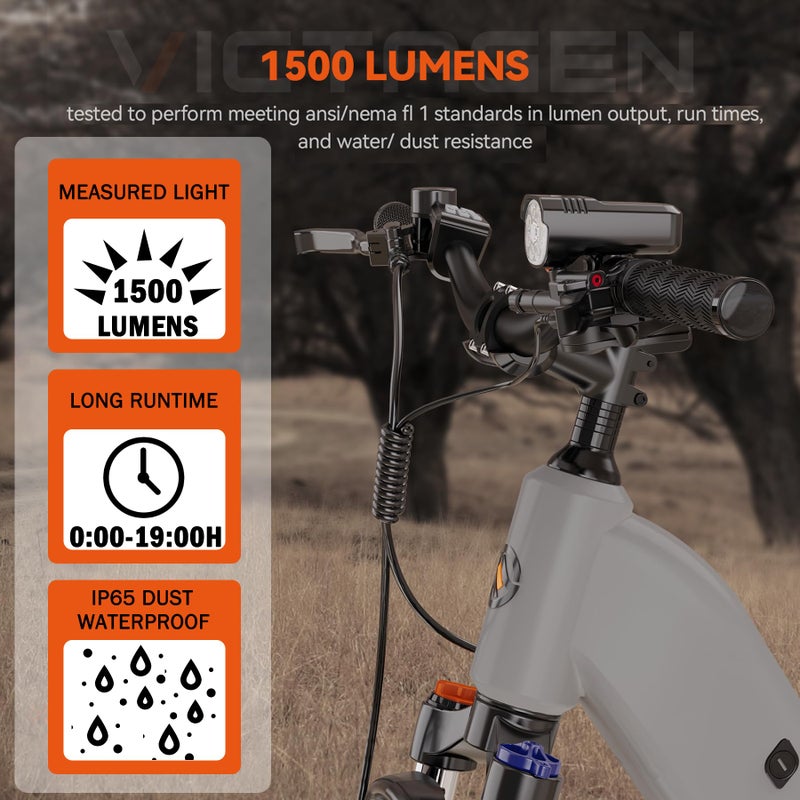 Victagen Bike Lights Kit 9LED Bike Headlights High & Low Beams, Ultra-Light and Bright Bicycle Lights, Waterproof Bike Lights for Night Riding, USB-C Rechargeable Bicycle Front and Rear Lights - Image 5