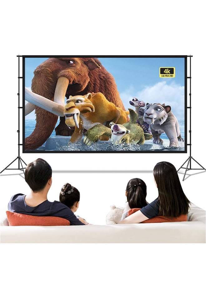 Projector Screen with Stand, 84 inch 16:9 HD 4K Projection Screen with Tripod for Film TV and Video, Portable Movie Screen for Indoor Home Theater Outdoor Backyard (186 x 105CM)  - Image 3