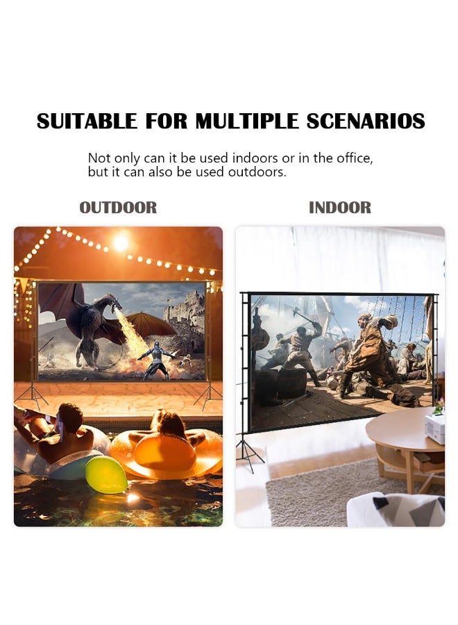 Projector Screen with Stand, 84 inch 16:9 HD 4K Projection Screen with Tripod for Film TV and Video, Portable Movie Screen for Indoor Home Theater Outdoor Backyard (186 x 105CM)