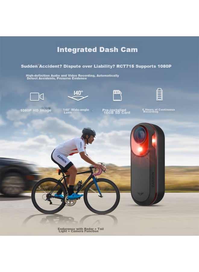 Garmin Varia Rct715 Bicycle Light, High-definition Recording For Cycling, Waterproof, Compatible With Bike Computers And Radar - Image 3