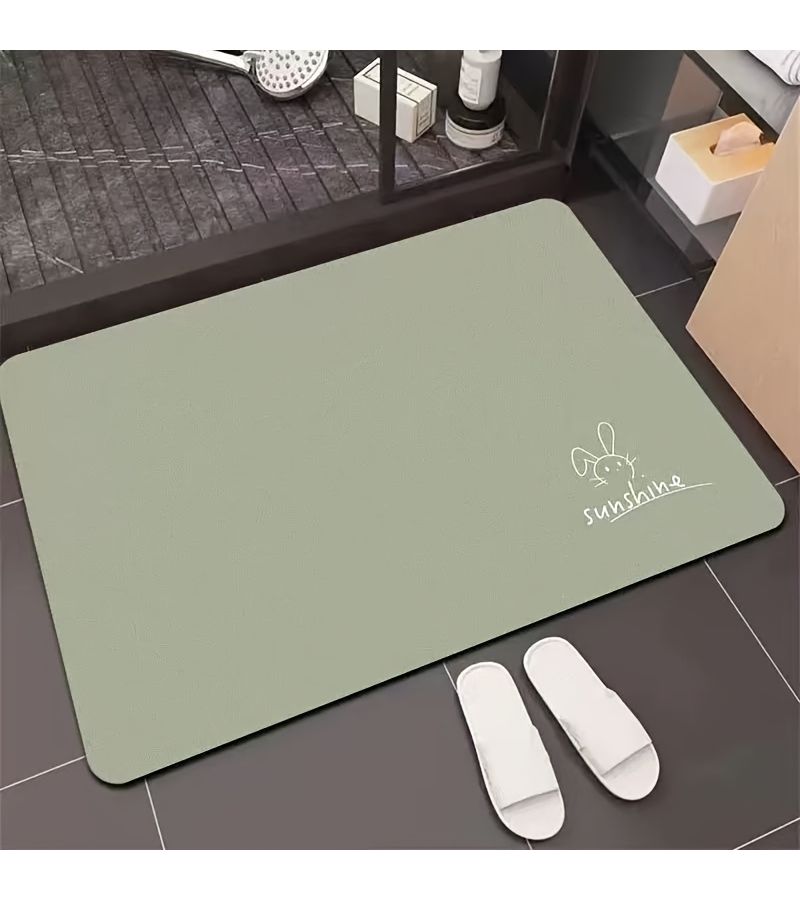 Durable Rabbit Pattern Diatomite Bath Mat 40x60cm Soft Floor Mat for Indoor Outdoor Use - Image 1