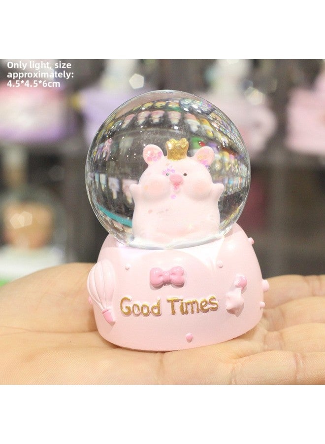Crystal Ball Ornament Girls Children's Music Box 2024 Year Gift Bedroom Decoration Fantasy Snow Music Box-Color:Piggy Sprinkles Flowers-lanterns + Manual Snow - Image 1