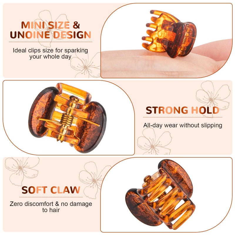 BEBEEPOO Mini Hair Claw Clips - Stylish gril/women/baby Hair Claw Clips | Stays In Place Without Pulling or Snagging,Strong Grip, | Durable Plastic, Sturdy - Tortoise & Black & Clear, 48 Pcs - Image 2