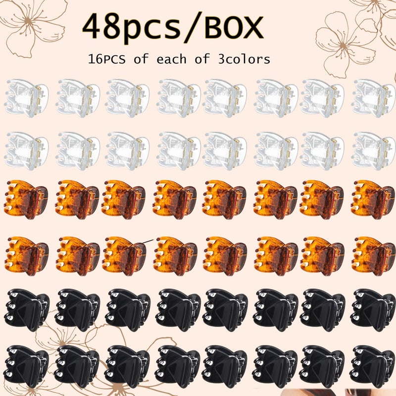 BEBEEPOO Mini Hair Claw Clips - Stylish gril/women/baby Hair Claw Clips | Stays In Place Without Pulling or Snagging,Strong Grip, | Durable Plastic, Sturdy - Tortoise & Black & Clear, 48 Pcs - Image 4
