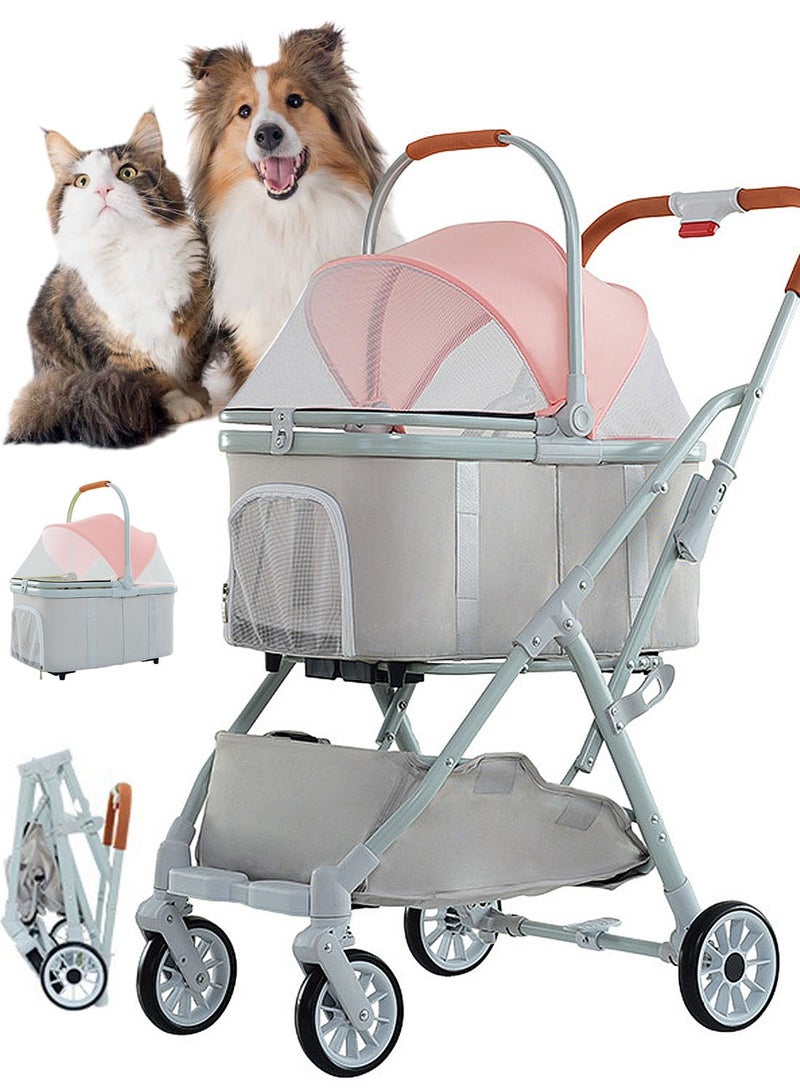 كيدل عربة حيوانات أليفة قابلة للطي وحقيبة محمولة قابلة للفصل وعربة كلاب مع سلة تخزين للكلاب الصغيرة/المتوسطة والقطط - Image 1