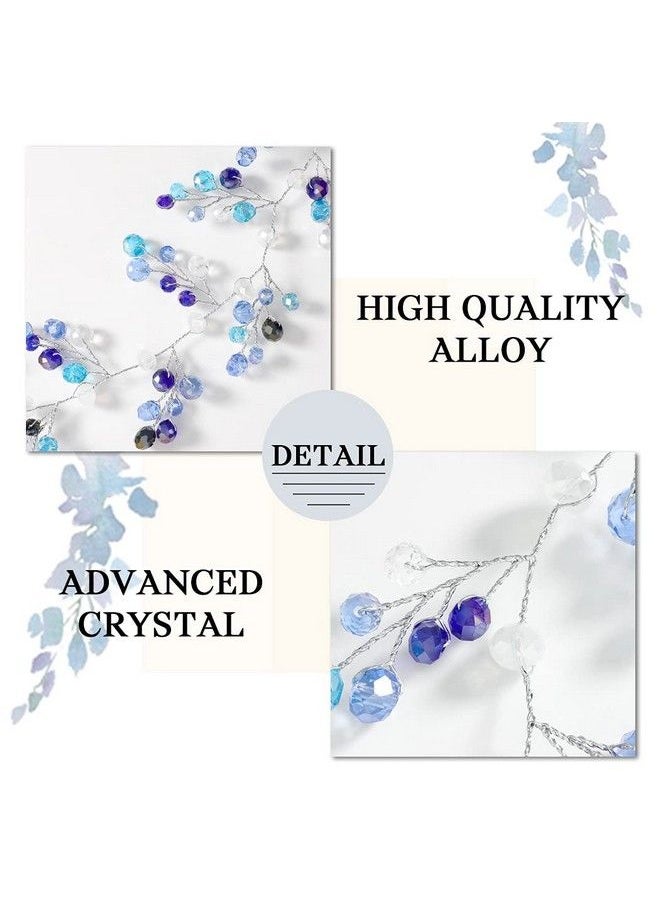Latious - Bride Wedding Hair Vine Blue Rhinestones Bridal Hair Accessories Beaded Headband Hair Piece For Women And Girls (27.5 Inches) - Image 1