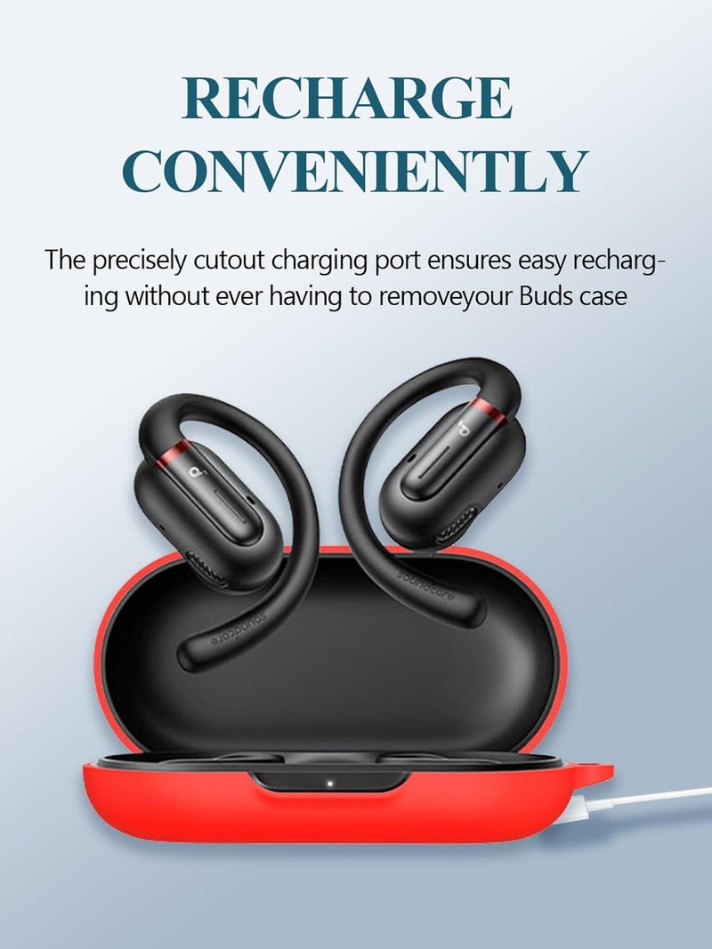 WUNIAK for Soundcore by Anker V30i Case Cover, Soft Silicone Protective Portable Scratch Shock Resistant Compatible with Anker Soundcore V30i Shell with Cleaner Kit & Carabiner & Lanyard，Red. - Image 4