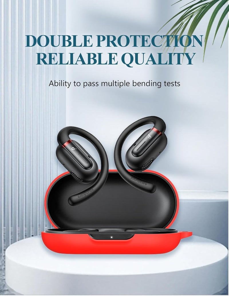 WUNIAK for Soundcore by Anker V30i Case Cover, Soft Silicone Protective Portable Scratch Shock Resistant Compatible with Anker Soundcore V30i Shell with Cleaner Kit & Carabiner & Lanyard，Red. - Image 3
