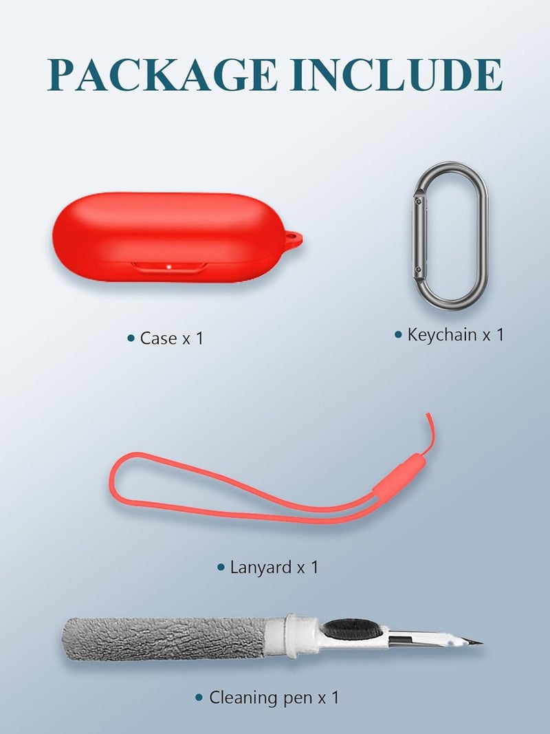 WUNIAK for Soundcore by Anker V30i Case Cover, Soft Silicone Protective Portable Scratch Shock Resistant Compatible with Anker Soundcore V30i Shell with Cleaner Kit & Carabiner & Lanyard，Red. - Image 2