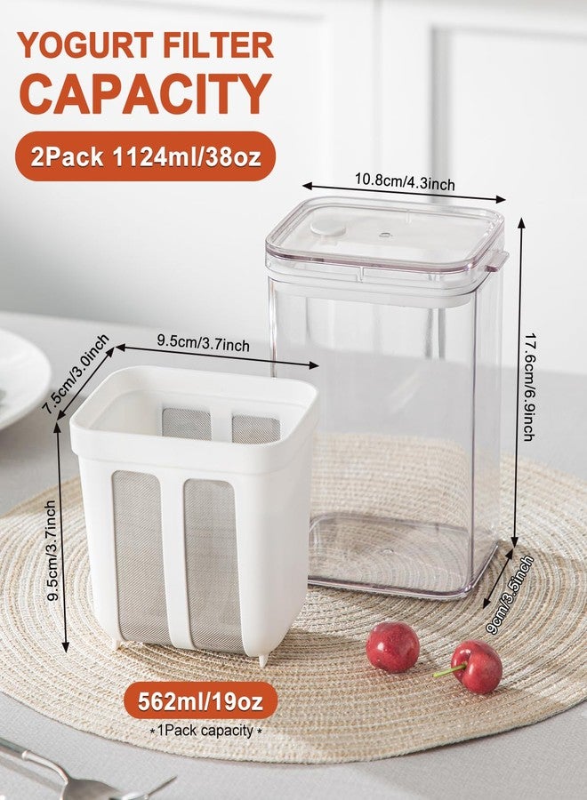 Tendiren Yogurt Strainer 2Pack, 19oz/562ml Thick Greek Yogurt Milk Filter, Food Strainer, Greek Yogurt Strainer with Stainless Steel Fine Mesh Bag and Lid for Yogurt, Soybean Milk, Kefir, Berries, Fruit Juice - Image 2