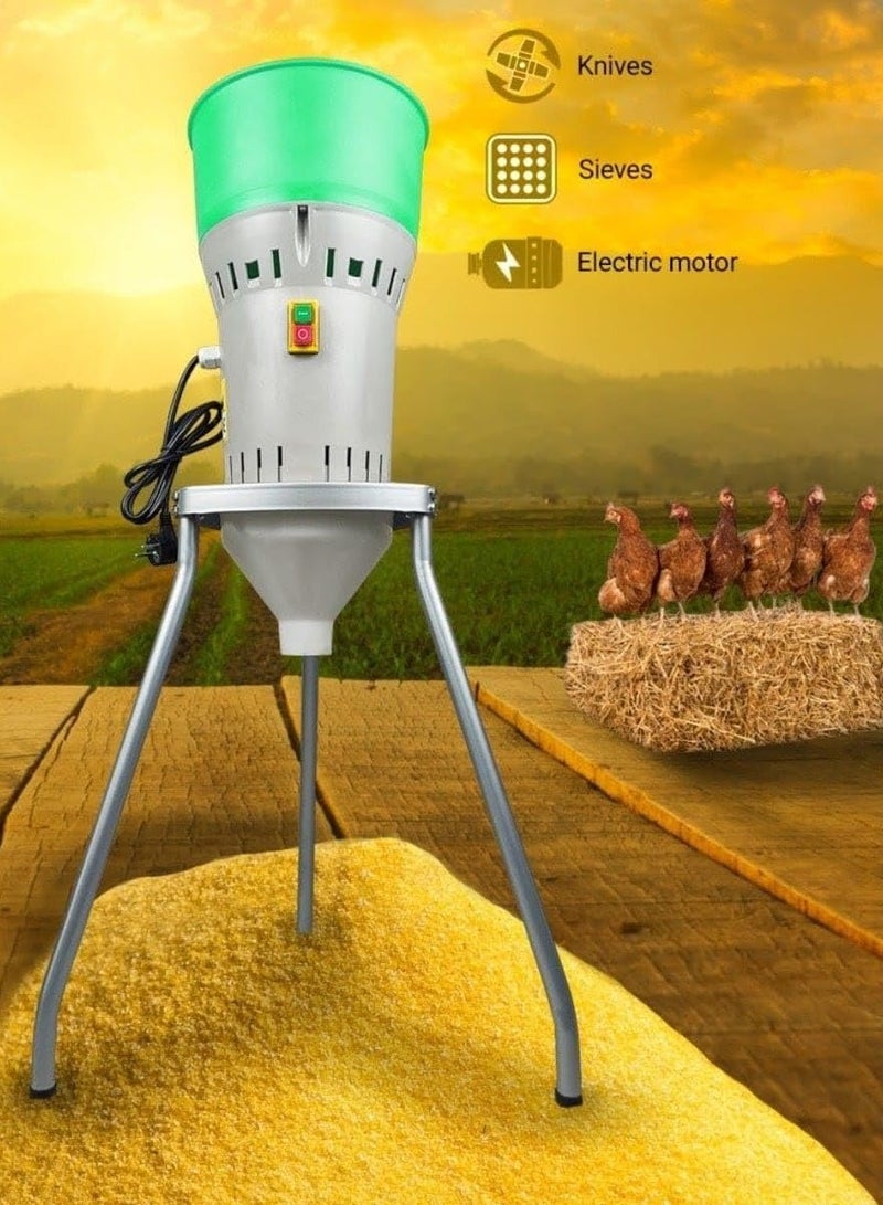 ARTC Multifunction Electric Feed Crusher Machine for Poultry – 60kg Grain Mill Grinder with Collection Bucket | Heavy-Duty Animal Feed Grinder with Adjustable Grinding Grades, Multiple Colours Available - Image 3