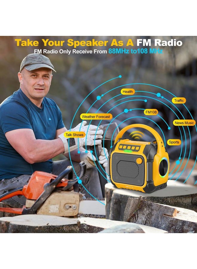 TAIRDA Portable Bluetooth Speaker Compatible for Dewalt 20V Battery(NO Battery), Wireless Speaker with FM Radio, 3.5mm AUX Audio Port, USB/Type C Charging & TF-Card Input, for Outdoor Jobsites Camping - Image 4