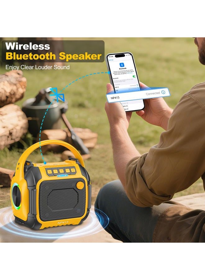 TAIRDA Portable Bluetooth Speaker Compatible for Dewalt 20V Battery(NO Battery), Wireless Speaker with FM Radio, 3.5mm AUX Audio Port, USB/Type C Charging & TF-Card Input, for Outdoor Jobsites Camping - Image 3