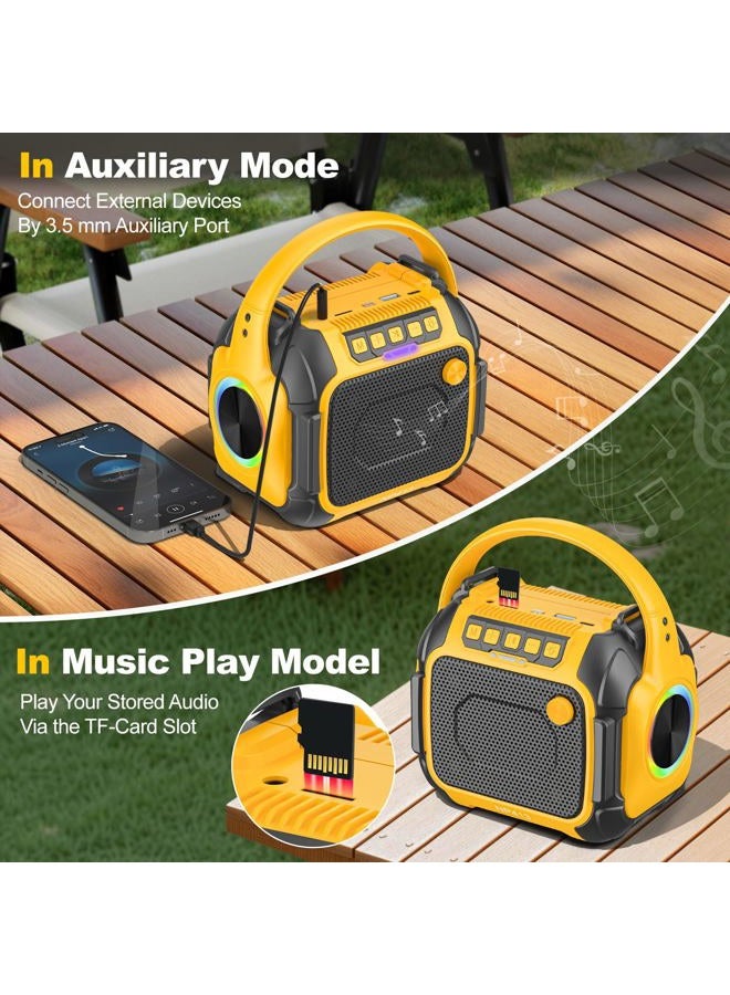 TAIRDA Portable Bluetooth Speaker Compatible for Dewalt 20V Battery(NO Battery), Wireless Speaker with FM Radio, 3.5mm AUX Audio Port, USB/Type C Charging & TF-Card Input, for Outdoor Jobsites Camping - Image 5