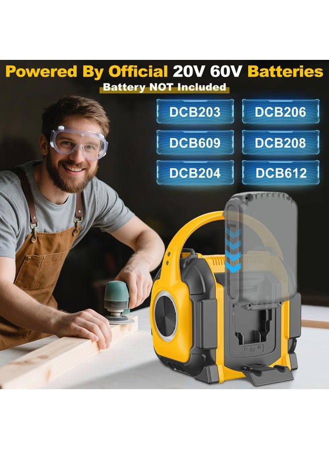 TAIRDA Portable Bluetooth Speaker Compatible for Dewalt 20V Battery(NO Battery), Wireless Speaker with FM Radio, 3.5mm AUX Audio Port, USB/Type C Charging & TF-Card Input, for Outdoor Jobsites Camping - Image 2