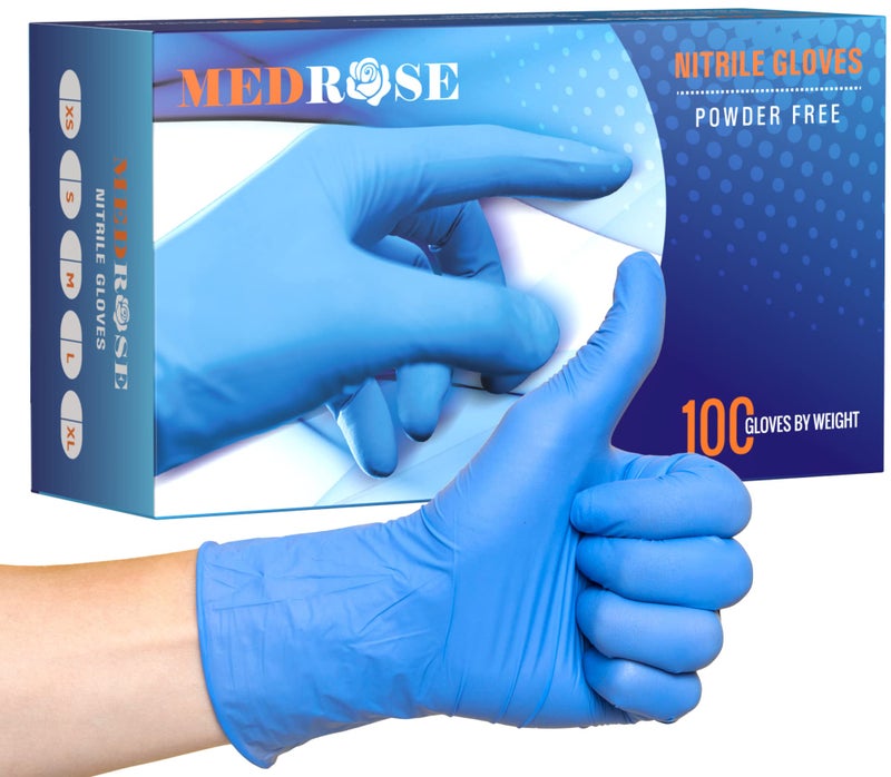DiRose MedRose Medium Nitrile Gloves - 100 Count Disposable Gloves Latex Free - Powder Free Non-Latex Gloves, Medical Exam Glove - Image 1