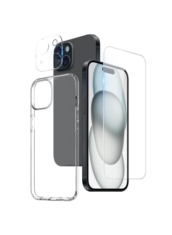 The Bros Case For iPhone 15 Plus 3 in 1 TPU Phone Case with Screen Film and Lens Film