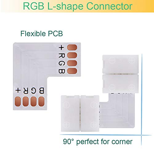 FSJEE 4 Pin LED Strip Connector Kit for 5050 RGB(NOT RGBIC) 10mm LED Light Strip,Include 8 Types of Solderless Accessories,Provide Most of Parts for DIY Lighting Project - Image 3