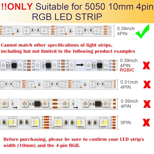 FSJEE 4 Pin LED Strip Connector Kit for 5050 RGB(NOT RGBIC) 10mm LED Light Strip,Include 8 Types of Solderless Accessories,Provide Most of Parts for DIY Lighting Project - Image 2
