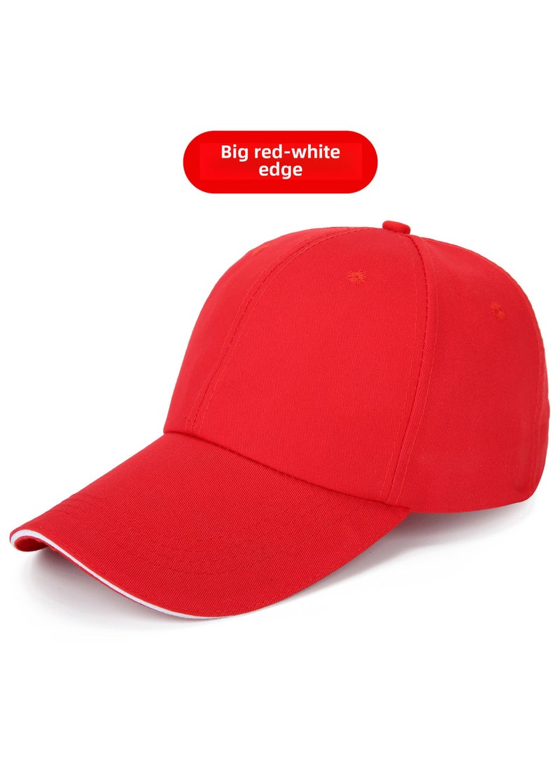 Generic Custom Embroidered Logo Baseball Cap Big Red and White Edge 