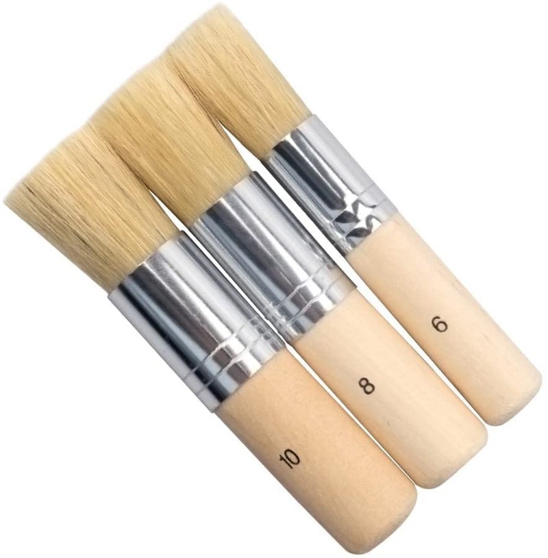 KRAFTMASTERS Set of 3 Wooden Stencil Brushes Perfect for Acrylic, Oil, Watercolour Painting, Stencil Project, Card Making and DIY Art Crafts - Image 2