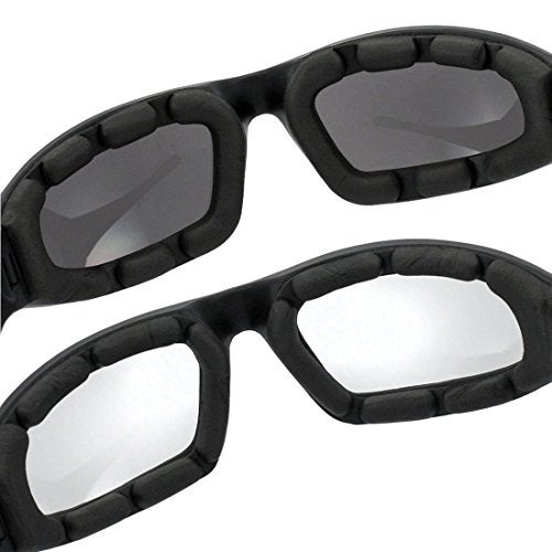 grinderPUNCH Motorcycle Riding Glasses - 2 Pair Smoke & Clear Biker Foam Pad - Image 3